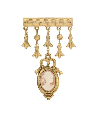 2028 Gold-tone Cameo Drop Barpin In Pink