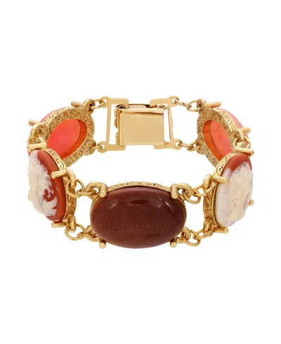 2028 Gold-tone Cameo Link Bracelet In Orange