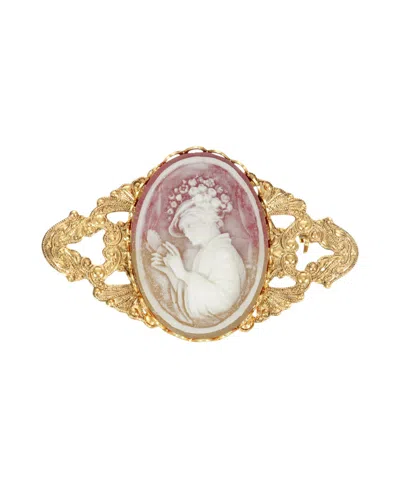 2028 Gold-tone Carnelian Bar Pin
