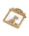 2028 Gold Tone Clear Glass Dog, Ball, Bone Pin In Gold