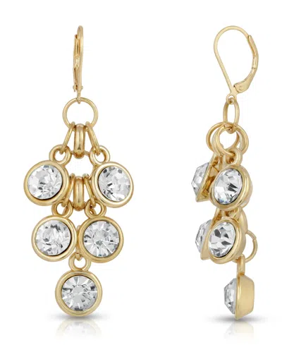 2028 Gold-tone Crystal Cluster Drop Earrings In Clear