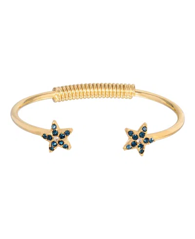 2028 Gold-tone Crystal Dark Blue Star Spring Bracelet