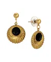 2028 Gold Tone Crystal Drop Round Earrings In Black