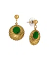 2028 Gold Tone Crystal Drop Round Earrings In Green