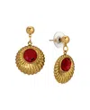 2028 Gold Tone Crystal Drop Round Earrings In Red