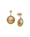 2028 Gold Tone Crystal Drop Round Earrings In Silver