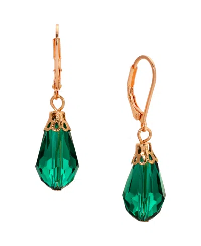 2028 Gold-tone Crystal Faceted Drop Earrings In Green