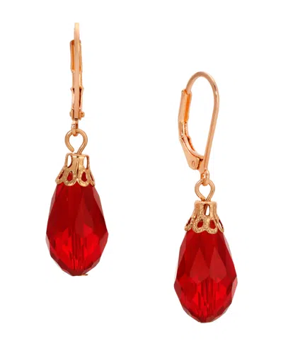 2028 Gold-tone Crystal Faceted Drop Earrings In Red
