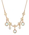 2028 Gold Tone Crystal Faux Cultivated Pearl Bib Necklace In White