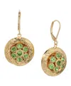 2028 Gold-tone Crystal Round Drop Earrings In Green