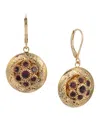 2028 Gold-tone Crystal Round Drop Earrings In Purple