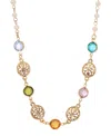 2028 Gold-tone Crystal Stone Linking Disks Necklace In Multi