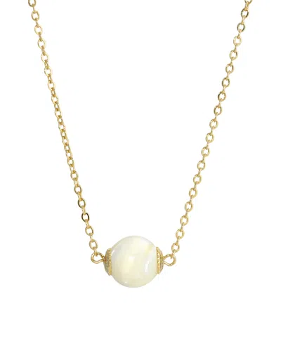 2028 Gold Tone Cultured Mother Of Pearl Shell Bead Necklace In White
