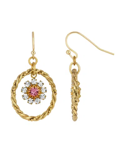 2028 Gold-tone Drop Hoop Earrings In Pink