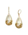 2028 Gold Tone Faux Cultivated Pearl Gold Bead Earrings In White