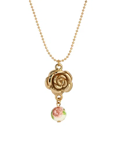 2028 Gold Tone Flower Pendant Necklace In Sand