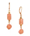 2028 Gold-tone Glass Double Drop Earrings In Peach