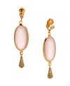 2028 Gold-tone Glass Oval Clip Earrings In Pink