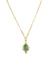 2028 Gold-tone Green And Pink Flower Bead Necklace In Green