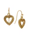 2028 Gold Tone Heart Bead Drop Wire Earrings In Sand