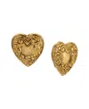 2028 Gold Tone Heart Button Earrings In Yellow