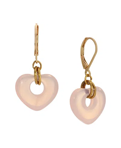 2028 Gold Tone Heart Drop Leverback Earrings In Blue