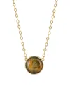 2028 Gold-tone Honey Tiger Eye Stone Necklace In Tiger Eye