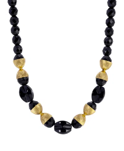 2028 Gold-tone Jet Bead Necklace In Black