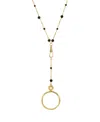 2028 Gold-tone Magnifying Glass Drop Necklace In Black