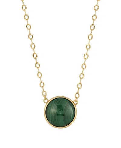 2028 Gold-tone Malachite Stone Necklace In Green