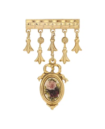 2028 Gold-tone Manor House Oval Drop Barpin In Purple