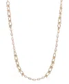 2028 Gold-tone Multi-color Imitation Pearl Chain Strand Necklace In White