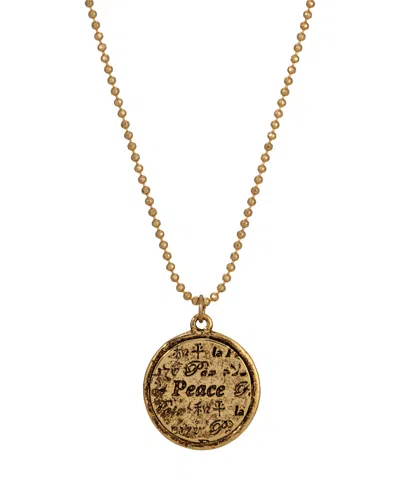 2028 Gold-tone Multi Language Round Peace Medallion Necklace In No Color