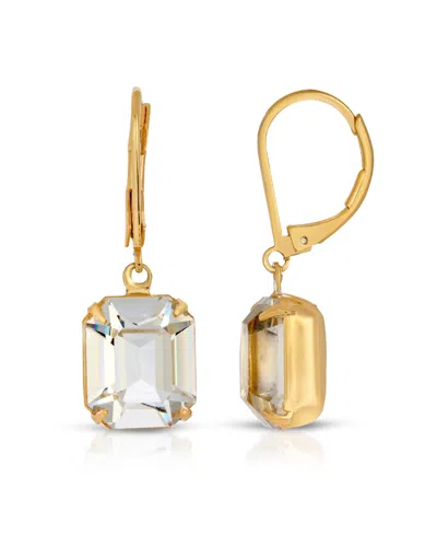 2028 Gold-tone Octagon Drop Earrings Made With Crystals In Clear