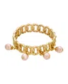2028 Gold Tone Peach Imitation Pearl Drop Stretch Bracelet In Peach