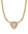 2028 Gold-tone Peach Semi Precious Triangle Stone Necklace In Peach