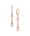 2028 Gold Tone Pink Bead Drop Earrings In Pink