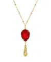 2028 Gold Tone Red Teardrop Crystal Necklace In Red