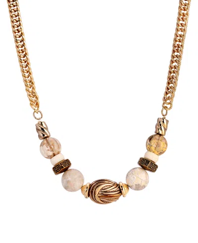 2028 Gold-tone Riverstone Multi Bead Necklace In Beige
