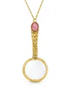 2028 Gold Tone Rose Quarts Semi Precious Magnifier 30" Pendant In Pink