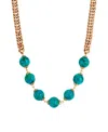 2028 Gold Tone Round Bead Necklace In Green