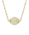 2028 Gold-tone Round Faux Seeded Imitation Pearl Single Ball 16" Necklace In White