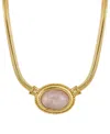 2028 Gold-tone Semi Precious Oval Stone Necklace In Pink