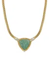 2028 Gold-tone Semi Precious Triangle Stone Necklace In Green