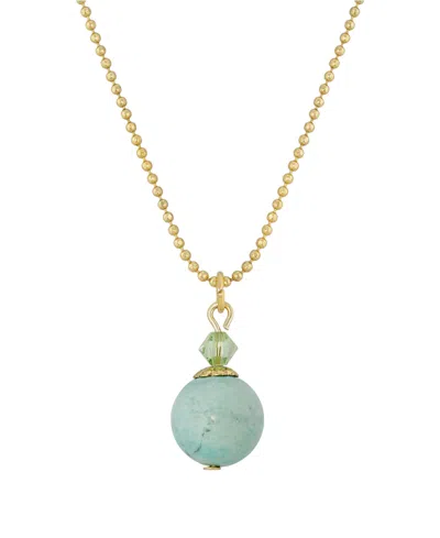 2028 Gold-tone Semi Precious Turquoise Round Beaded Drop 18" Necklace In Sapphire