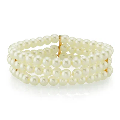 2028 Gold-tone Simulated Pearl 3-row Bracelet