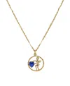 2028 Gold-tone Suspended Cherub Angel And Blue Heart Necklace In Blue