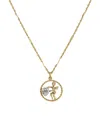 2028 Gold-tone Suspended Cherub Angel And Clear Crystal Heart Necklace In White