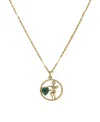 2028 Gold-tone Suspended Cherub Angel And Dark Green Heart Necklace In Green