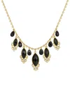 2028 Gold-tone Teardrop Adjustable Necklace In Black